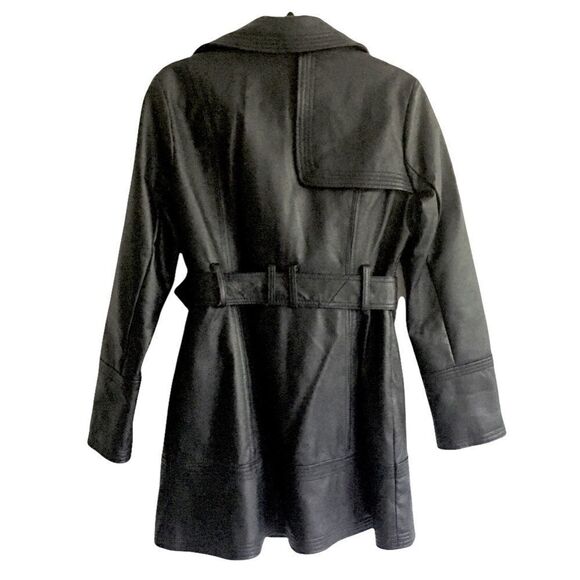 BEBE Leather Moto Fall Winter Trench Belt Black M - Picture 6 of 9